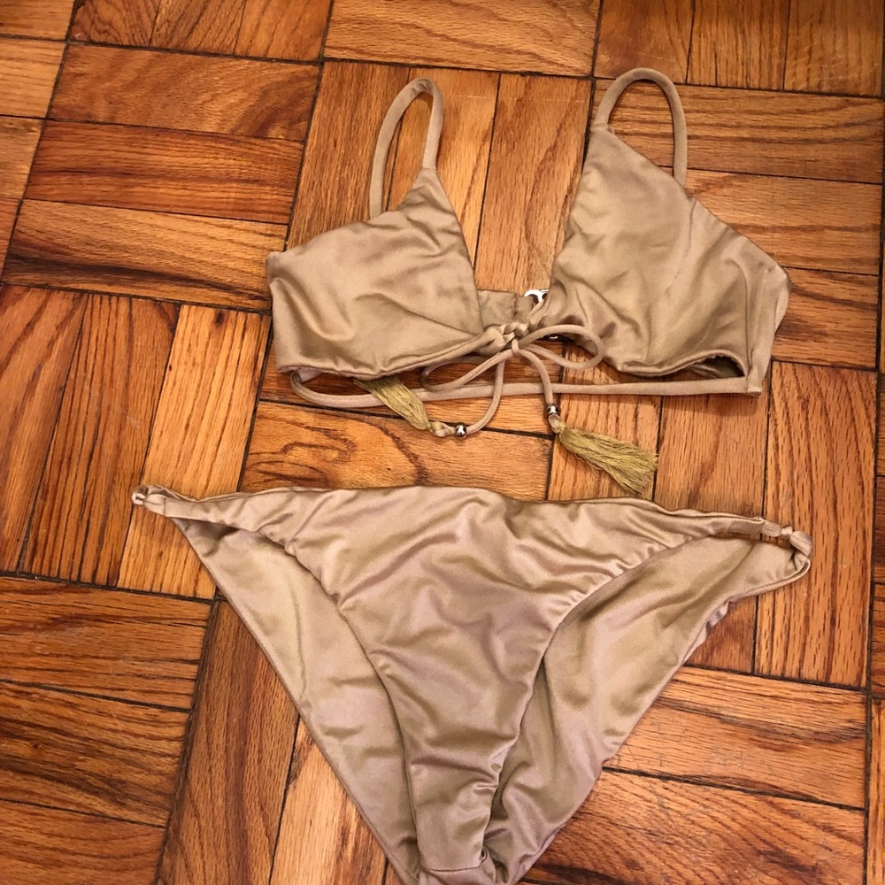 TULAROSA gold bathing suit